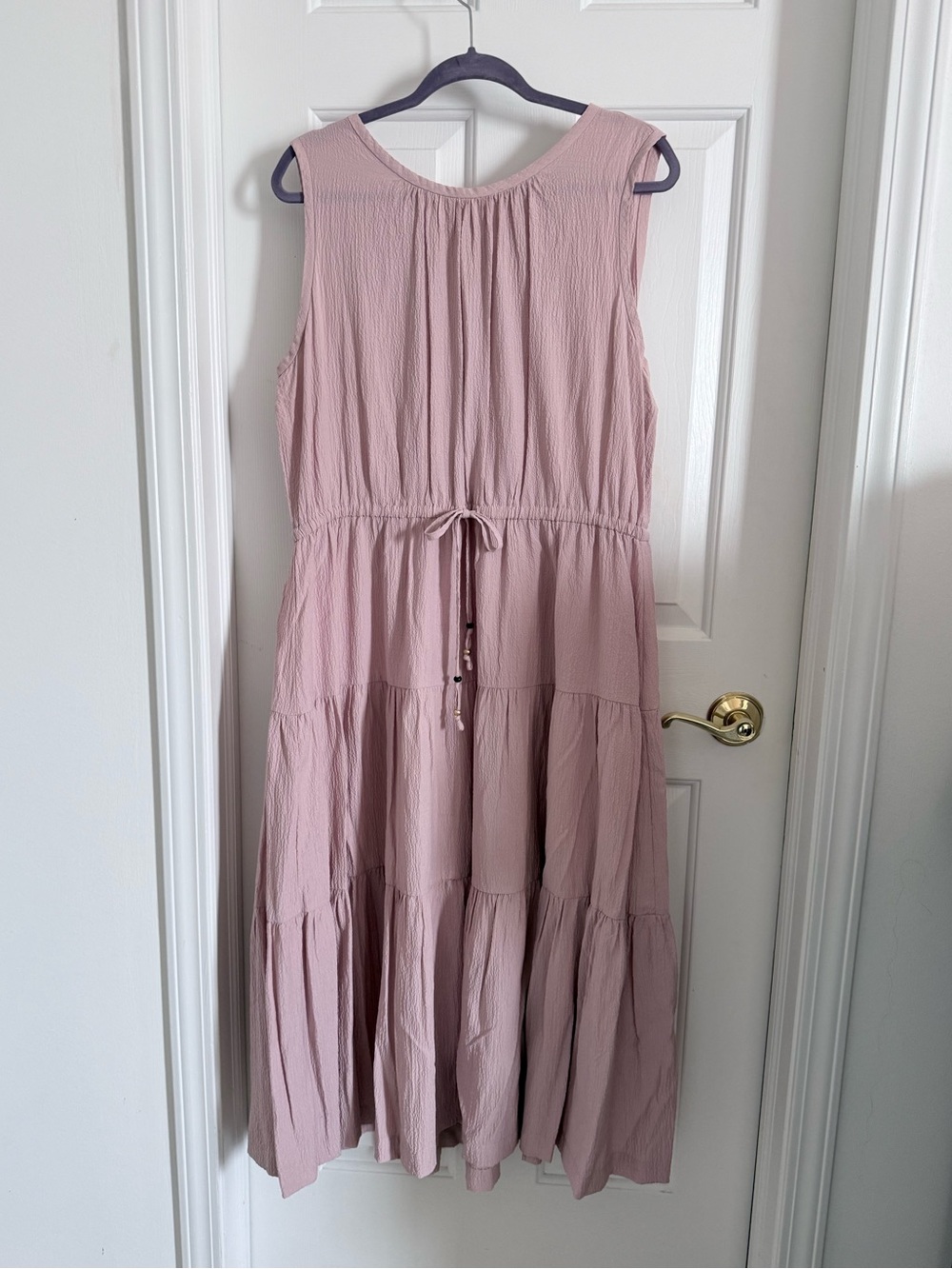 Calvin Klein Flowy Lightweight Tiered Midi Dress in Dusty Rose size 16